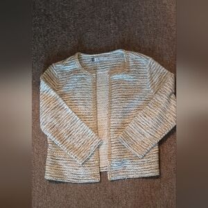 JLO by Jennifer Lopez Open Front Tweed Jacket with Gold Chain Accents - Medium